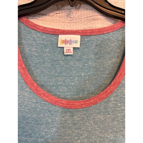 LuLaRoe Nicole Dress Teal & Pink Trim Size XXS - Picture 2 of 3